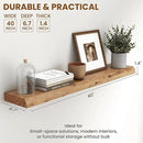 Fun Memories 40" Floating Shelves for Wall, Live Edge Solid Elm Wood Floating Shelf with Invisible Bracket, Wall Mounted Display Wooden Shelves for Bathroom, Kitchen, Bedroom, Natural Color, Set of 1 by CozyNest Decor