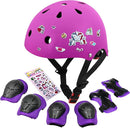 Kids Bike Helmet with DIY Stickers and Knee Pads Elbow Pads Wrist Guard Set for Ages 3-8-14 Toddler Boys Girls Helmet for Roller Skates Cycling Skateboarding Bicycle Scooter by TinyTreasures Baby Boutique
