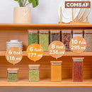 ComSaf 6Pcs 6 oz Spice Jars with Label Trial Set, Glass Spice Jars with Bamboo Lids Supplementary Set, Seasoning Container Trial Pack, Perfect for Ktichen Starter by CozyNest Decor
