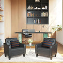 STHOUYN Living Room Chairs Black Leather Accent Chairs Set of 2, Waiting Room Arm Chairs, Reading Chairs for Bedroom Comfy Club Chair Tufted, Office Small Space (2, Black) by CozyNest Decor