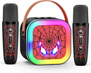 LED Mini Karaoke Machine for Kids: Birthday Gifts for Boys 3 4 5 6 7 8 9 10 Year Old Kid Microphone Toys for Boy Ages 4-8 Portable Bluetooth Speaker with 2 Wireless Mics for Kids Girls Adult by TinyTreasures Baby Boutique