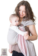 Baby Sling Carrier – Breathable 100% Cotton Wrap for Infant Support, Ring Sling Baby Carrier – Adjustable Muslin Fabric, Baby Carrier Newborn to Toddler – Grey Rose Soft Chest Hold for Travel by TinyTreasures Baby Boutique