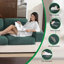 Couch Cushion Covers for Sectional Sofa, Stretch Soft Sofa Slipcovers Washable Wear-Resistant Universal Furniture Protector for Living Room(2 Seaters Covers+1 Chaise Cover, Green) by CozyNest Decor