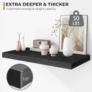 Fun Memories Floating Shelves - 2 Pack 12 Inch Rustic Wooden Wall Shelves - Extra Deeper & Thicker Wall Mounted Storage Shelf for Living Room, Kitchen, Farmhouse - 24" W x 12" D x 1.5"H - Rustic Black by CozyNest Decor