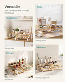 SONGMICS Display Risers, Set of 2 Engineered Wood Perfume Organizer Stand, 4-Tier Cupcake Stand Holder, Spice Rack, Shelf Risers for Figures, Dessert Shelves, Natural Beige and Cloud White UKCS216N02 by CozyNest Decor