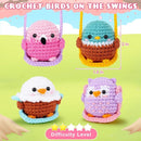 Crochet Kit for Beginners -4 PCS Bird Crochet Kits with Step-by-Step Video Tutorials, Beginner Crochet Kit for Adults and Kids, Crochet Birds On The Swings(Mallard Bald Eagle Flamingo Owl) by TinyTreasures Baby Boutique