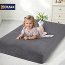 COMAX Kids Bean Bag Chair Turn into Beanbag Bed, Toddler Bean Chair Corduroy for Girl Boy Sleeping, Lazy Children Bean Bags with Filler, Convertible Child Floor Mattress, Charcoal by TinyTreasures Baby Boutique