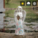 Angel Garden Figurine Outdoor Statue, Solar Garden Sculpture with 7 LEDs Welcome Sign Resin Praying Angel Art Decor for Patio Lawn Yard Porch Decoration, Housewarming Gift by GreenHaven Gardens