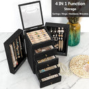 Meangood Jewelry Box Wood for Women, 5-Layer Large Organizer Box with Mirror & 4 Drawers for Rings, Earrings, Necklaces, Black by TinyTreasures Baby Boutique