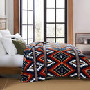 CASAAGUSTO Boho Sherpa Throw Blanket, Aztec King Size Blanket, Ultra Soft, Warm, Cozy, Plush, Thick Fleece Bohemian Throw Blanket for Couch, Bed, Sofa (Navy 108 * 90 Inch) by CozyNest Decor