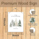 Pine Tree Winter Hanging Wooden Signs 10x8, Welcome Winter Signs, Winter Tree Wall Decor, Merry Everything and Happy Always Winter Home Room Office Hanging Wall Decor by CozyNest Decor