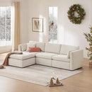 CHITA Oversized Modular Sectional Sofa, FSC Certified L Shaped Sectional Couches for Living Room, 112 inch Width,4 Seat Modular Sofa with Storage Ottoman, Linen by CozyNest Decor