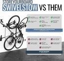 StoreYourBoard SwivelStow Mountain Bike Storage Rack 2 Pack – Heavy Duty Bike Hanger, No-Lift Bike Wall Mount for Garage Bike Storage, MTB and E-Bike, Holds 70 lbs, Patent-Pending by GreenHaven Gardens