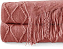 inhand Knitted Throw Blankets for Couch and Bed, Soft Cozy Knit Blanket with Tassel, Coral Pink Lightweight Decorative Blankets and Throws, Farmhouse Warm Woven Blanket for Men and Women, 60"x80" by CozyNest Decor