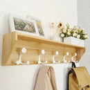 SKOLOO Wall Shelf with Hooks, 35-Inch Coat Rack Wall Mount with Shelf Organizer - Lightweight & Sturdy, 5 Tri Hooks - Perfect for Entryway, Hallway, Living Room, Bedroom, Mudroom, Natural & White by CozyNest Decor