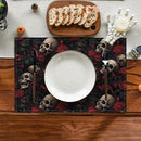 Halloween Skull Rose Placemats, Washable Heat Resistant 12×18 Inch Table Mats Floral Place Mats for Party Outdoor Decoration Kitchen Dining Décor by CozyNest Decor