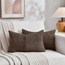 Fancy Homi 2 Packs Dark Brown Long Lumbar Decorative Throw Pillow Covers 12x24 Inch for Couch Bed Sofa, Rustic Farmhouse Boho Home Decor, Soft Striped Corduroy Rectangle Accent Cushion Case 30x60 cm by CozyNest Decor