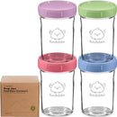 KeaBabies 4pk 8oz Glass Baby Food Containers with Lids - Leak-Proof, Microwavable Small Glass Jars, Baby Purees & Toddler Snack Storage Containers, BPA-Free, Dishwasher & Freezer Safe (Nord) by TinyTreasures Baby Boutique