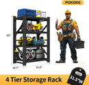 Garage Shelving Unit, 4 Tier Heavy Duty Racks, Easy Assembly, Metal Racks with Adjustable Shelves, 3000 LBS Load Capacity,for Warehouse,Basement (Black, 19.7" D x 31.5" W x 63" H) by GreenHaven Gardens