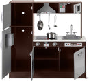Amazon Basics Kids Upright Wooden Kitchen Toy Playset with Stove, Oven, Sink, Fridge and Accessories, for Toddlers, Preschoolers, Children Age 3+ Years, Espresso/Gray, 39x11.8x39'' by TinyTreasures Baby Boutique