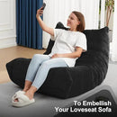 Bean Bag Chairs for Adults Giant Bean Bag Chair Memory Foam BeanBag Chair Big Bean Bag Sofa with Filler Faux Fur Fireside Beanbags Lazy Sofa for Living Room Bedroom Dorm Office (Black Plush) by CozyNest Decor
