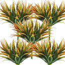 32 Pcs Artificial Grass Fake Plants 17.3in Outdoor Plastic Plants UV Resistant Greenery Fake Grass for Home Window Garden Office Patio Hanging Planter Pathway Front Porch Décor Orange Yellow by GreenHaven Gardens