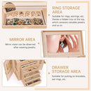 AKOZLIN 6-Tier Jewelry Box Organizer Functional 5 Drawers Leather Jewelry Storage Case for Women Girls Ring Necklace Earring Bracelet Holder Organizer with Mirror Champagne by TinyTreasures Baby Boutique
