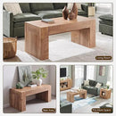 OKD 48" Modern Farmhouse Coffee Table, Wooden Living Room Table with Hidden Storage Drawer, Rustic Rectangular Center Tables w/Wood Thick Design for Living Room, Office, Light Knotty Wood by CozyNest Decor