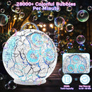 Bubble Machine Automatic Bubble Blower for Kids Toddlers Rechargeable Portable Spherical LED Bubble Maker Electric Auto Rotating 45°/360° Outdoor Toy Birthday Party Wedding (Spherical Crackle White) by TinyTreasures Baby Boutique