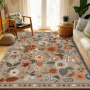 Floral 5x7 Area Rug Machine Washable Soft Print Boho Carpet Non Slip Doormat Low Pile Flower Area Rugs for Living Room Bedroom Nursery Kitchen Dining Room Indoor-Brown/Brick by TinyTreasures Baby Boutique