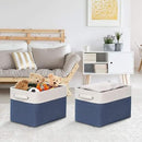 Kntiwiwo Foldable Storage Bins 15" x 10" x 9.5" Fabric Storage Basket Cube with Handles Large Linen Closet Organizer Bins for Organizing Shelf Home, Set of 3, Blue by CozyNest Decor
