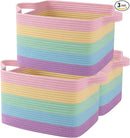 OIAHOMY Storage Basket, Woven Baskets for Storage, Cotton Rope Basket for toys,Towel Baskets for Bathroom - Pack of 3, Rainbow Pastel by TinyTreasures Baby Boutique