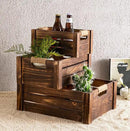 TIMRIS Set of 3 Rustic Wood Nesting Crates, Farmhouse Wooden Storage Container Boxes with Cutout Handles, Decorative Wooden Baskets for Display (Rustic Brown) by CozyNest Decor