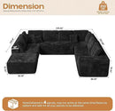 Cloud Sectional Couches for Living Room,U Shaped Modular Sofas No Assembly,135x100 Inches Plush Corduroy Oversized Floor Couch Set with Deep Seat Chaise,Black by CozyNest Decor
