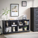 Farmhouse 8 Cube Bookshelf, Black Storage Organizer Bookcase, Kids Toy Storage Cabinet, Long Bookshelves Storage Organizer Shelf, Wood Display Cabinet Book Shelves for Bedroom,Living Room,Office by CozyNest Decor