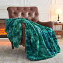 NEWCOSPLAY Faux Fur Twin Blanket Tie-dye Dark Teal Luxury Fluffy Thick Warm Bubble Blanket for Couch Sofa Bed 700GSM (Tie-dye Dark Teal, Twin(60"x80")) by CozyNest Decor