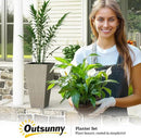Outsunny Tall Planters for Outdoor Plants Set of 3, 28 in Taper Planters with Drainage Holes, Indoor Grande Plant Pots, Front Porch Decor, Grey by CozyNest Decor