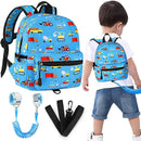 Accmor Toddler Backpack with Leash, Baby Backpacks with Anti Lost Wrist Link, Cute Mini Kids Backpack Leash Walking Harness for Travel, Small Excavator Backpack Tether for Boys Girls 1-3 (Light Blue) by TinyTreasures Baby Boutique