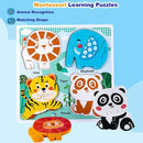 Zoo Safari Animal Toddler Puzzles Ages 1-3, Wooden Puzzles for Toddlers 2-4, Fun Educational Toys for 18-36 Months Baby,Crafted Wood Birthday Gifts for 24+ Month Little Girls Boys by TinyTreasures Baby Boutique