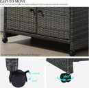Outdoor Wicker Storage Cabinet,Patio Bar Table with Wheel, Outdoor Buffet Cabinet Movable, Garden Weather-Proof Bar Table/Cart for Indoor&Outdoor (Morden Gray) by CozyNest Decor