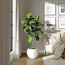 DTY Signature Mount Sherman Lightweight Durable Modern Fiberstone Sphere Planter for Indoor & Outdoor Drainage Hole & Rubber Plug Weather Resistant, 13.5" H x 17" Dia, 12" Opening - Medium, White by CozyNest Decor
