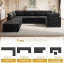 HOOOWOOO Modular Sectional Sofa,7 Pieces Sectional Couches for Living Room,131X66 U Shaped Cloud Couch with Ottoman Chaise Set(Black Velvet Corduroy) by CozyNest Decor