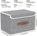 Yawinhe Storage Bins with Lids, Closet Baskets, Washable and Leather Handle, Collapsible Boxes for Home, Grey, 17.7''Lx11.8''Wx11.8''H, 5-Pack, USNK024GX-5 by TinyTreasures Baby Boutique