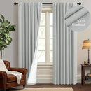 Living Room Darkening Curtains 72 Inches Long 6FT 6 FT Length 2 Panels Set Double Sided Blocking Light Gray Blackout Garage Window Coverings Grey Black Out Farmhouse Linen Drapes for Bedroom Cabin by CozyNest Decor
