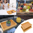 2 Pack Large Bamboo Serving Tray with Handles, 14 x 10 inch Wooden Dinner Tray, Home Kitchen Breakfast Trays for Living Room Bedroom Kitchen Dinner Table, Picnic by CozyNest Decor