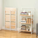 4NM No Assembly Foldable Bookshelf, 3-Shelf Collapsible Bookcase Storage for Small Spaces, 42.1" H, Natural White by CozyNest Decor