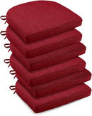 downluxe Indoor Chair Cushions for Dining Chairs, Soft and Comfortable Textured Foam Kitchen Chair Pads with Ties and Non-Slip Backing, 16" x 16" x 2", Red, 6 Pack by CozyNest Decor