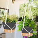 QCQHDU 2 Pack Hanging Planters for Indoor Plants, Outdoor Hanging Baskets, Self Watering Pots with Drainage Holes & Removable Tray (Dark Grey, 8 inch, Macrame Hanger) by GreenHaven Gardens