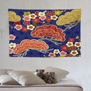 HZOHNAGO Japanese Tapestry Art Abstract Colorful Cherry Blossom Blue Background Pattern Printed Wall Tapestry Painting Wall Hanging for Bedroom Living Room Dorm 60" W x 40" H by CozyNest Decor