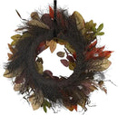 24" Fall Wreath for Front Door Handmade with Artificial Autumn Leaves, Natural Pinecones, Faux Berries and Wheat, Autumn Harvest Wreath Decoration for Home Farmhouse Door Wall Window Porch by CozyNest Decor